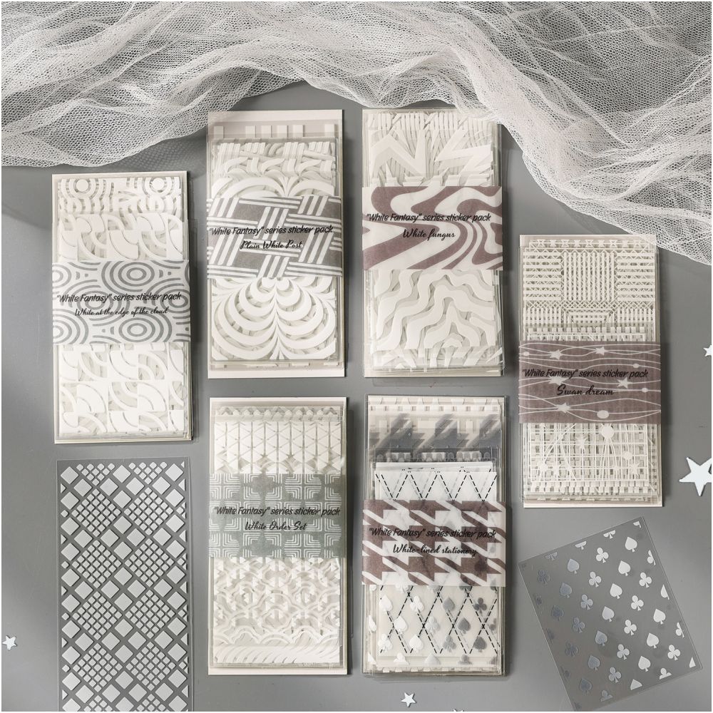 White Fantasy Series Salt themed PET Stickers 20 Sheets 6 Styles image 0