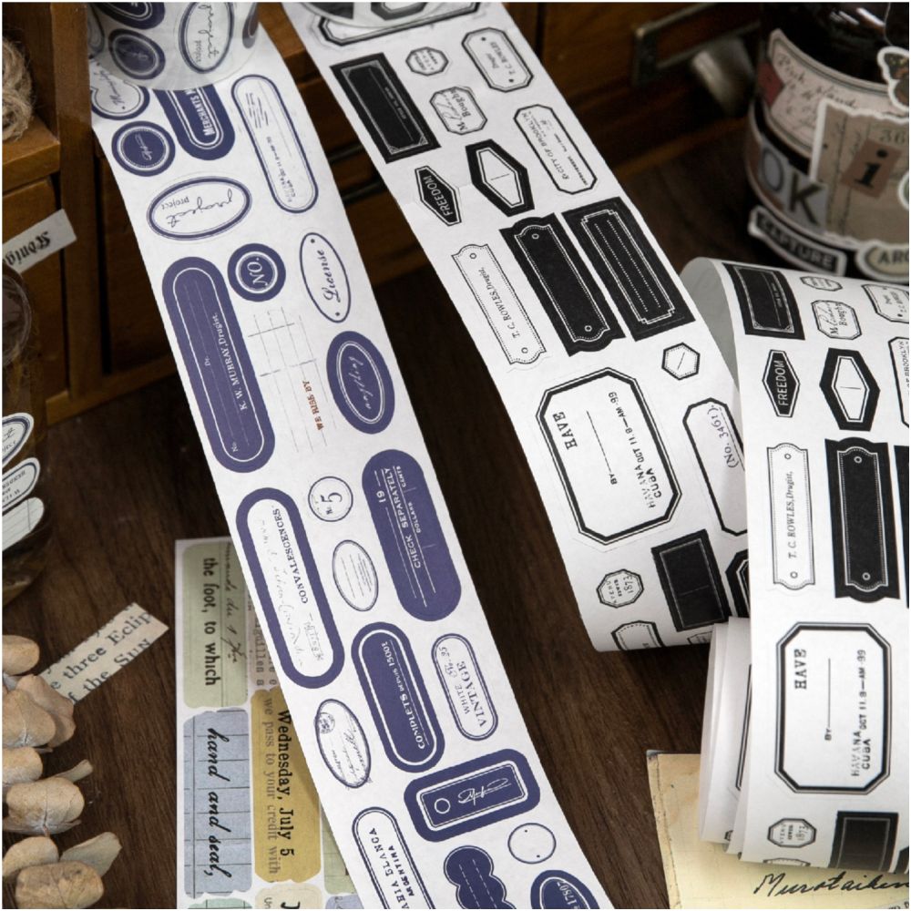 Journal Series Vintage Labels Paper Tape 6 Designs 5cm x 2m image 3