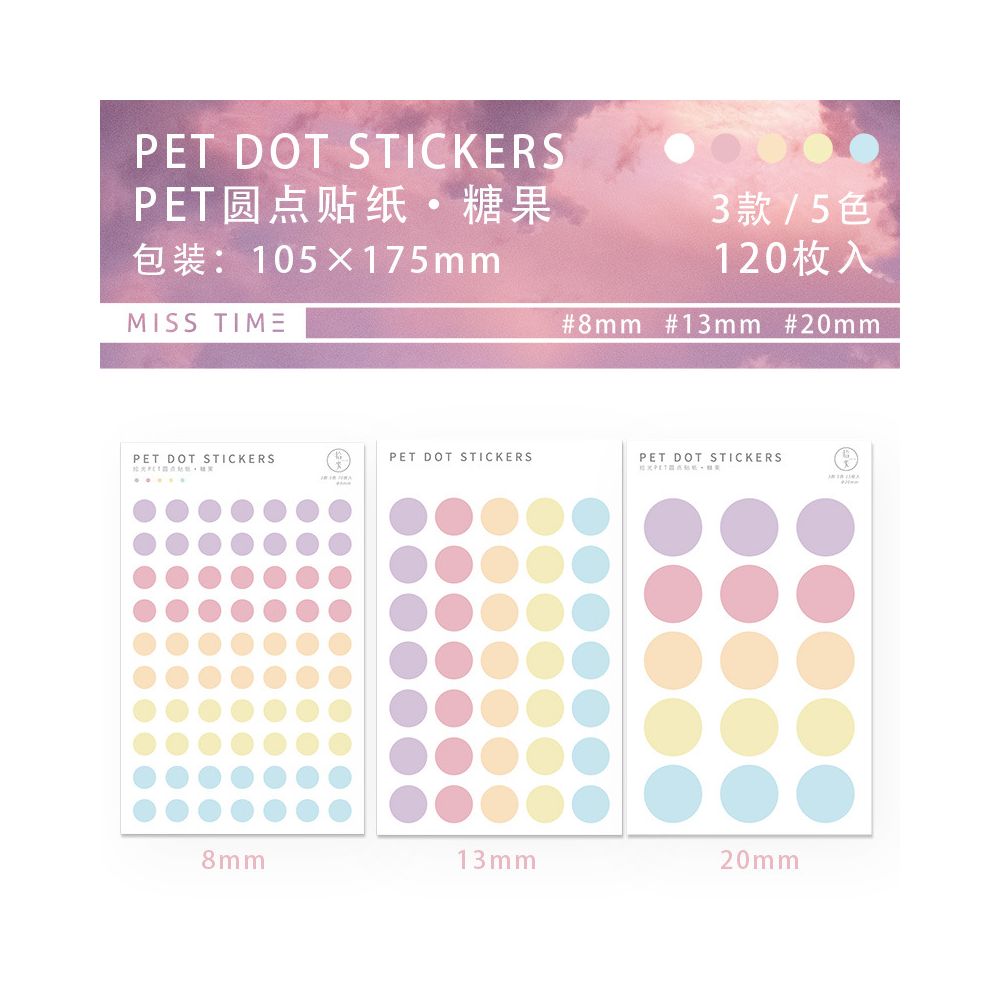 Starry Sky Series Dot PET Stickers 120psc 7 variants