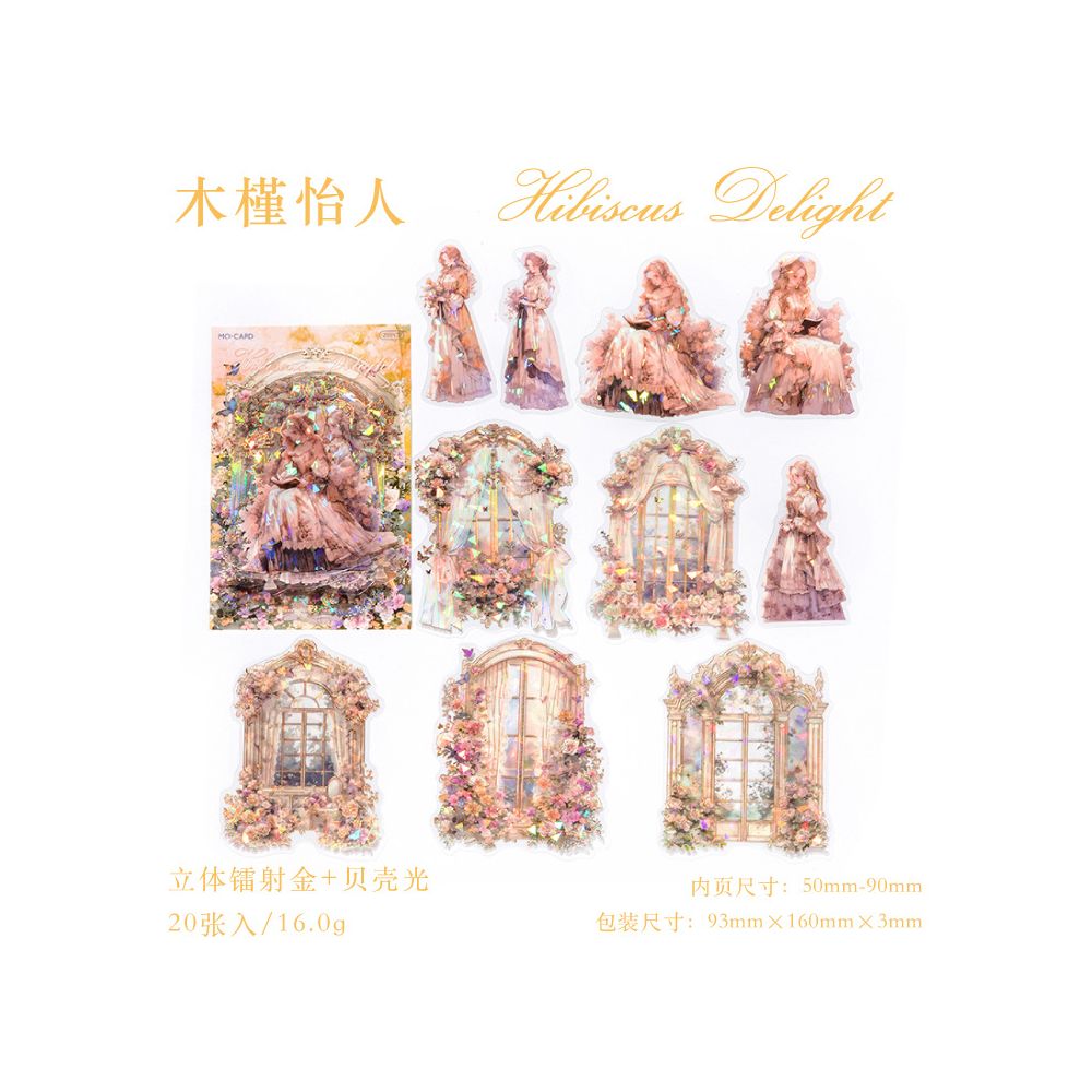 Beauty Character Series PET Stickers 20psc 6 Designs