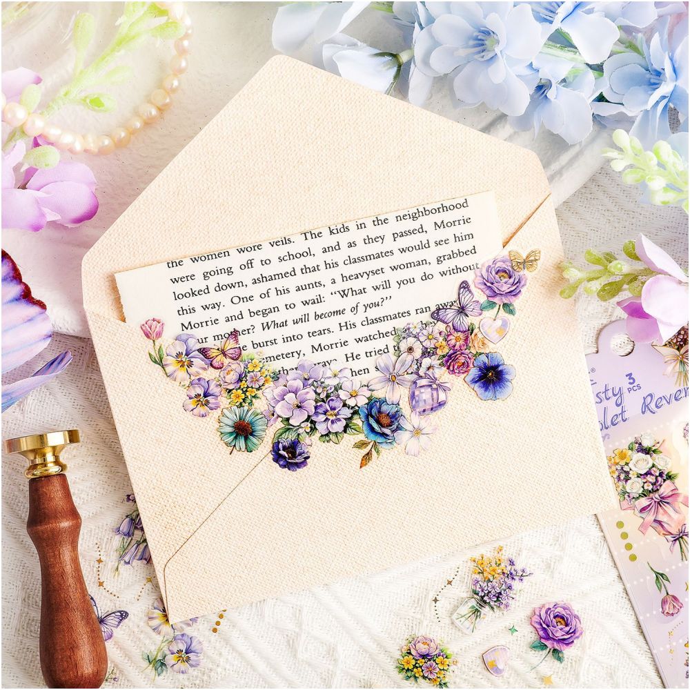Flower Box Series PET stickers 15cm x 6cm 3 Sheets 4 Variants image 2
