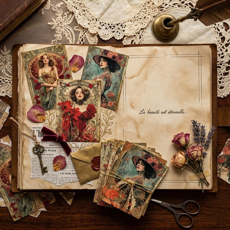 Vintage Beauties Character Background Paper 11cm x 15cm 16psc image 0