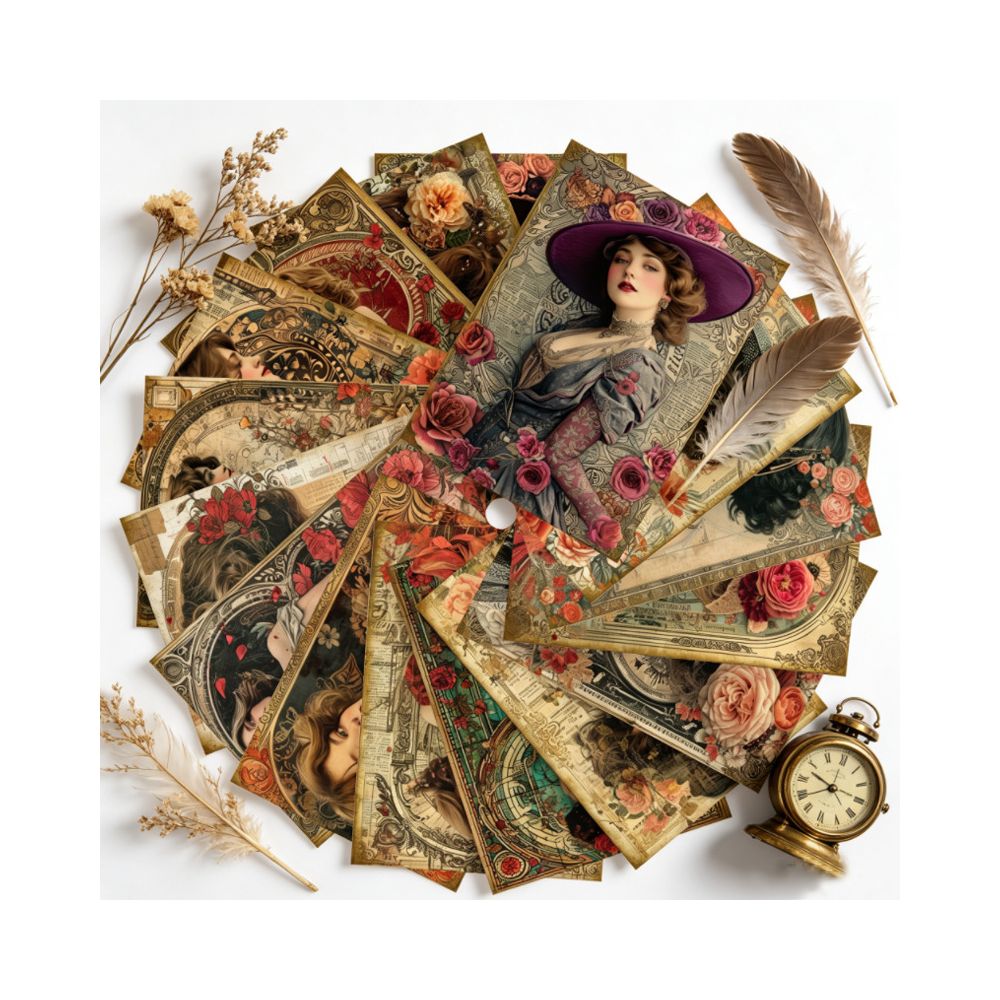 Vintage Beauties Character Background Paper 11cm x 15cm 16psc image 4