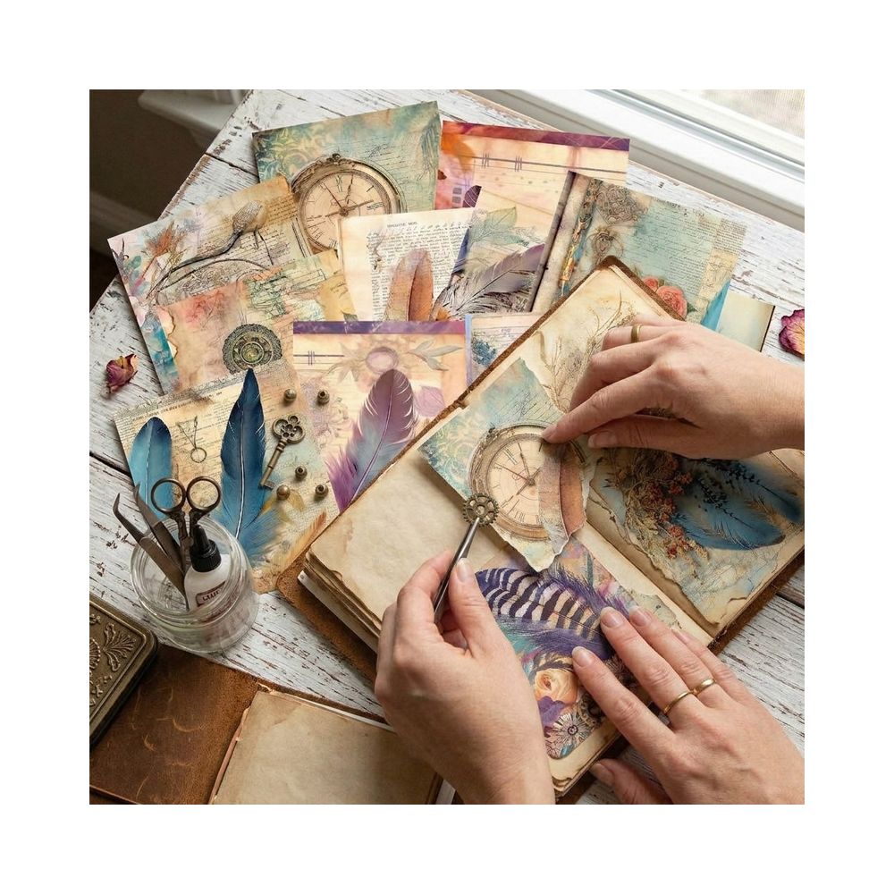 Vintage Feathered Dreams Background Paper 11cm x 15cm 16psc image 3