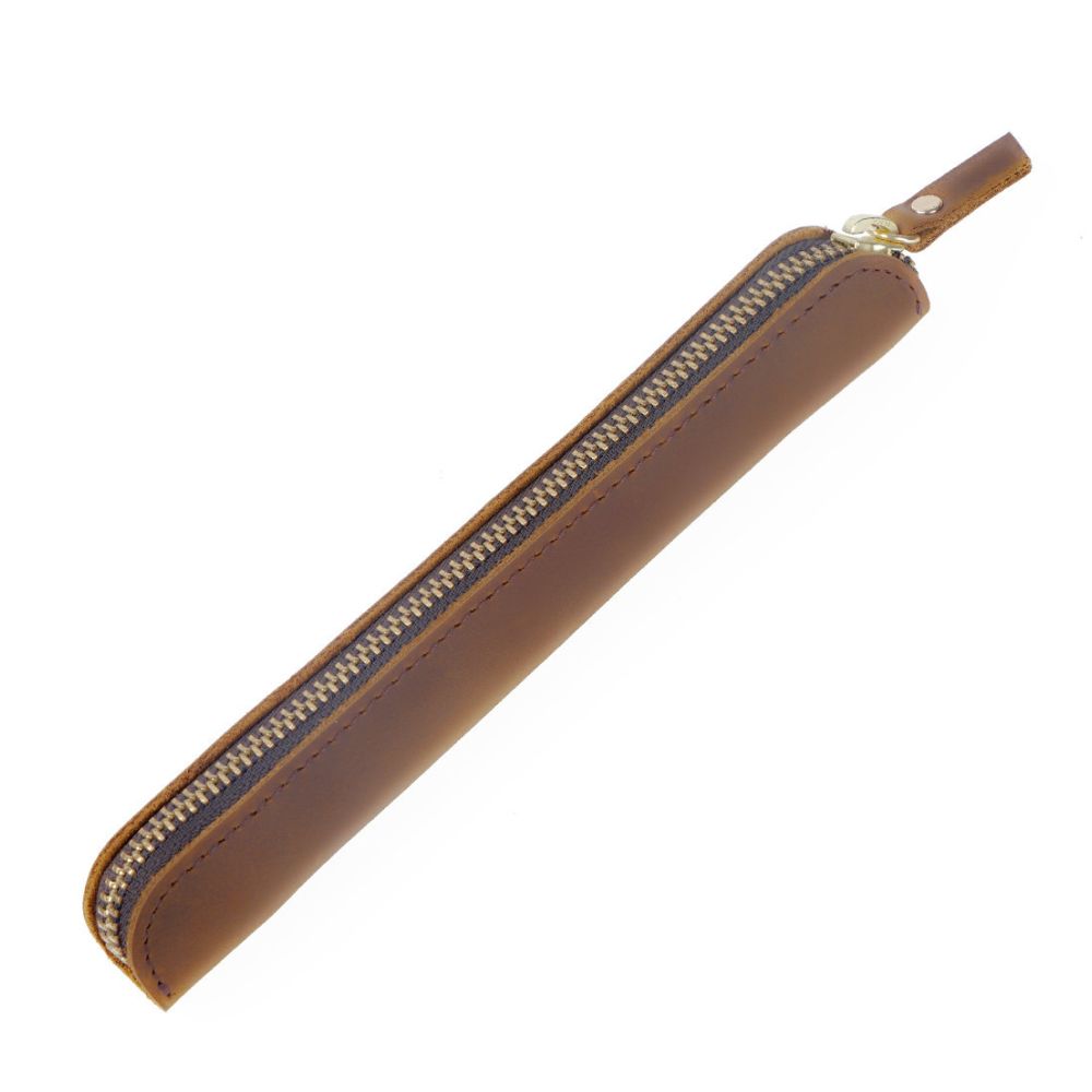 Leather Apple Shaped Pen Case 19cm x 3cm 6 variants