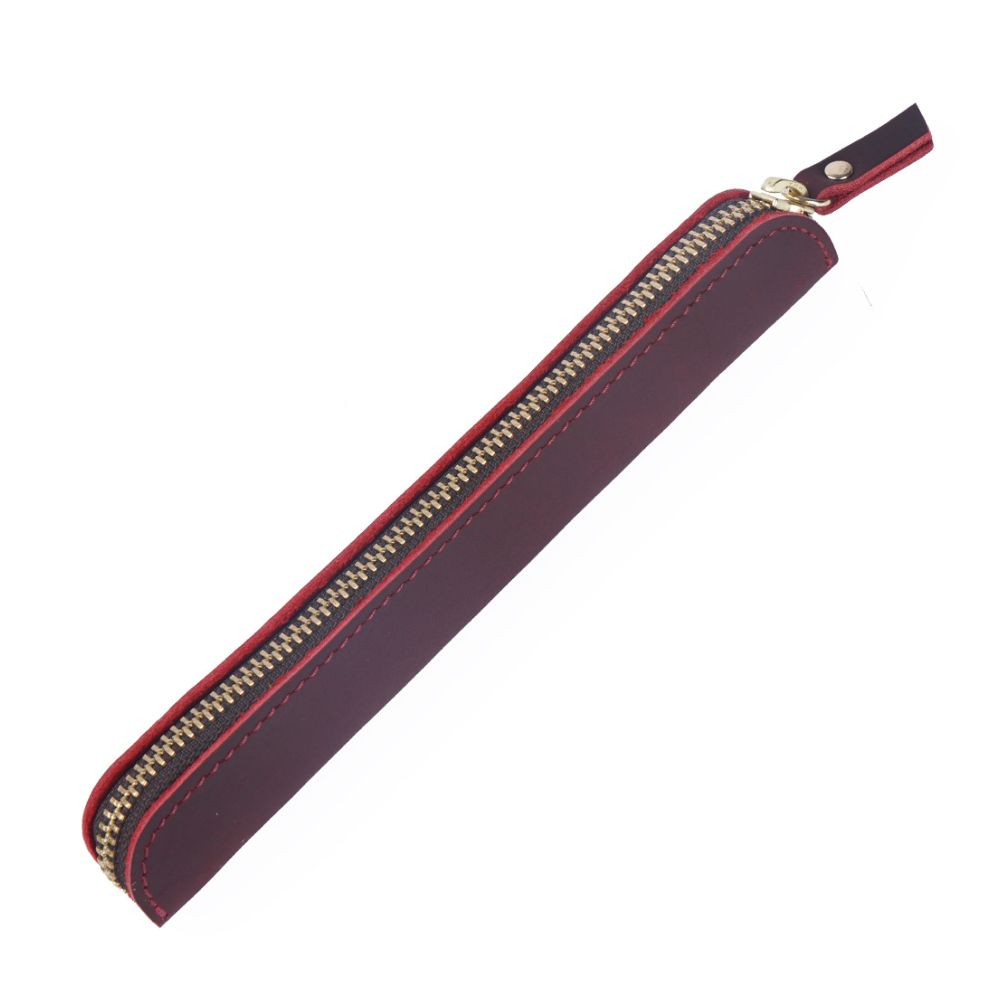 Leather Apple Shaped Pen Case 19cm x 3cm 6 variants