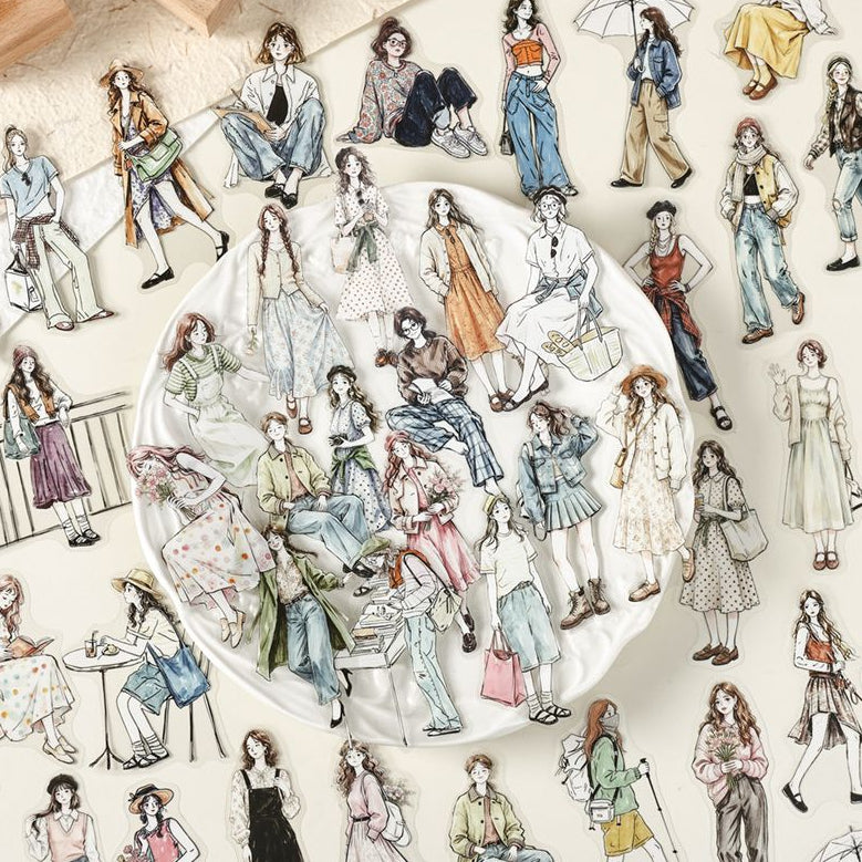 Hand painted Character PET Stickers 100psc image 0