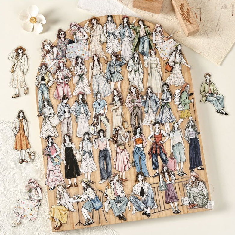 Hand painted Character PET Stickers 100psc image 1