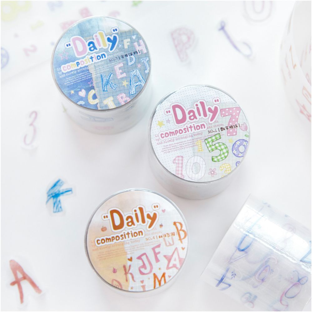 Daily Composition Series Washi Tape 4cm x 2m 6 Designs image 0