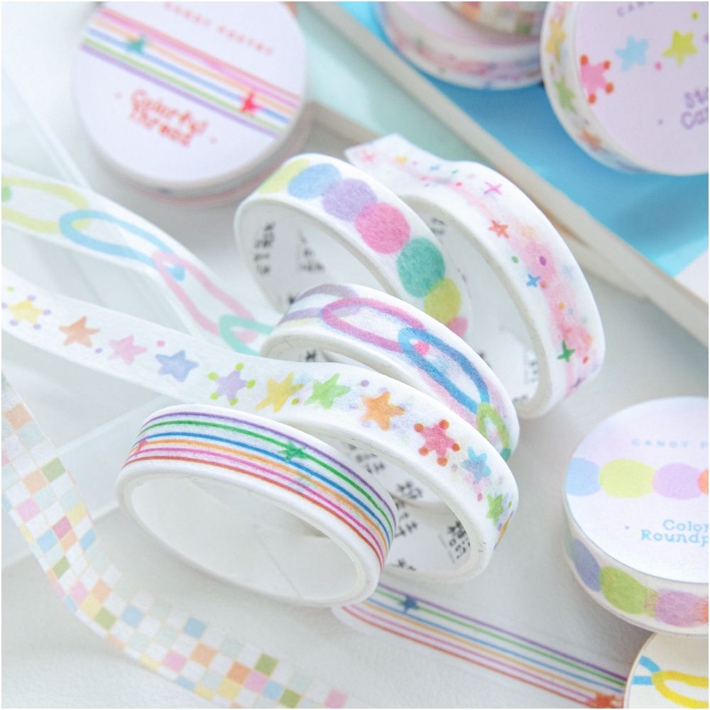 Colourful Sugar Diary Series Washi Tape 1cm x 2m 6 Designs image 1
