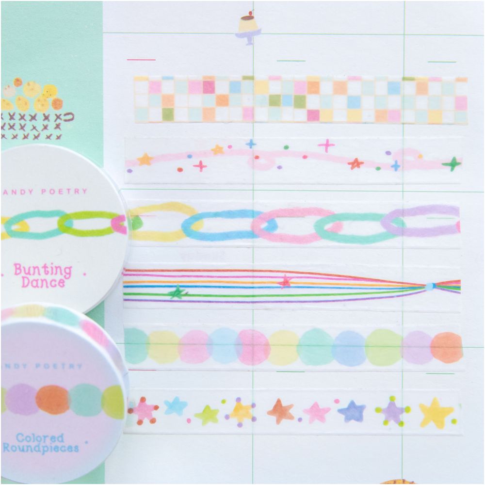 Colourful Sugar Diary Series Washi Tape 1cm x 2m 6 Designs image 2
