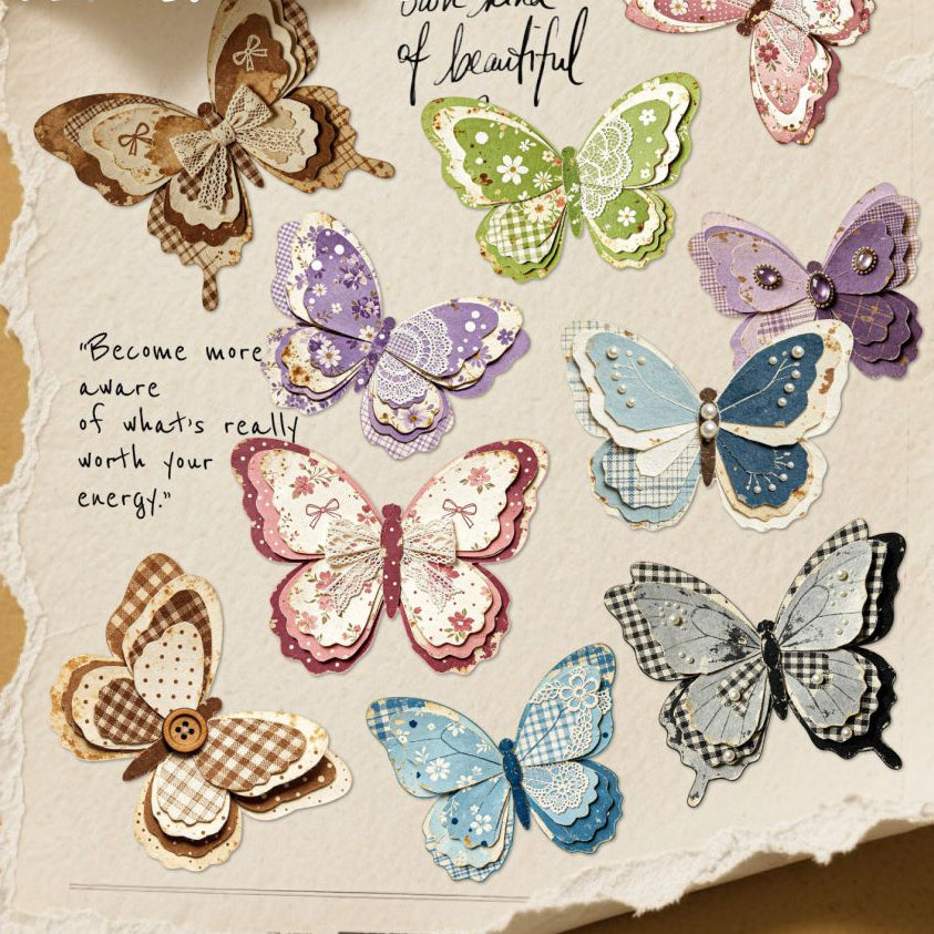Vintage Style Butterfly Paper Stickers 15 psc 6 designs image 1