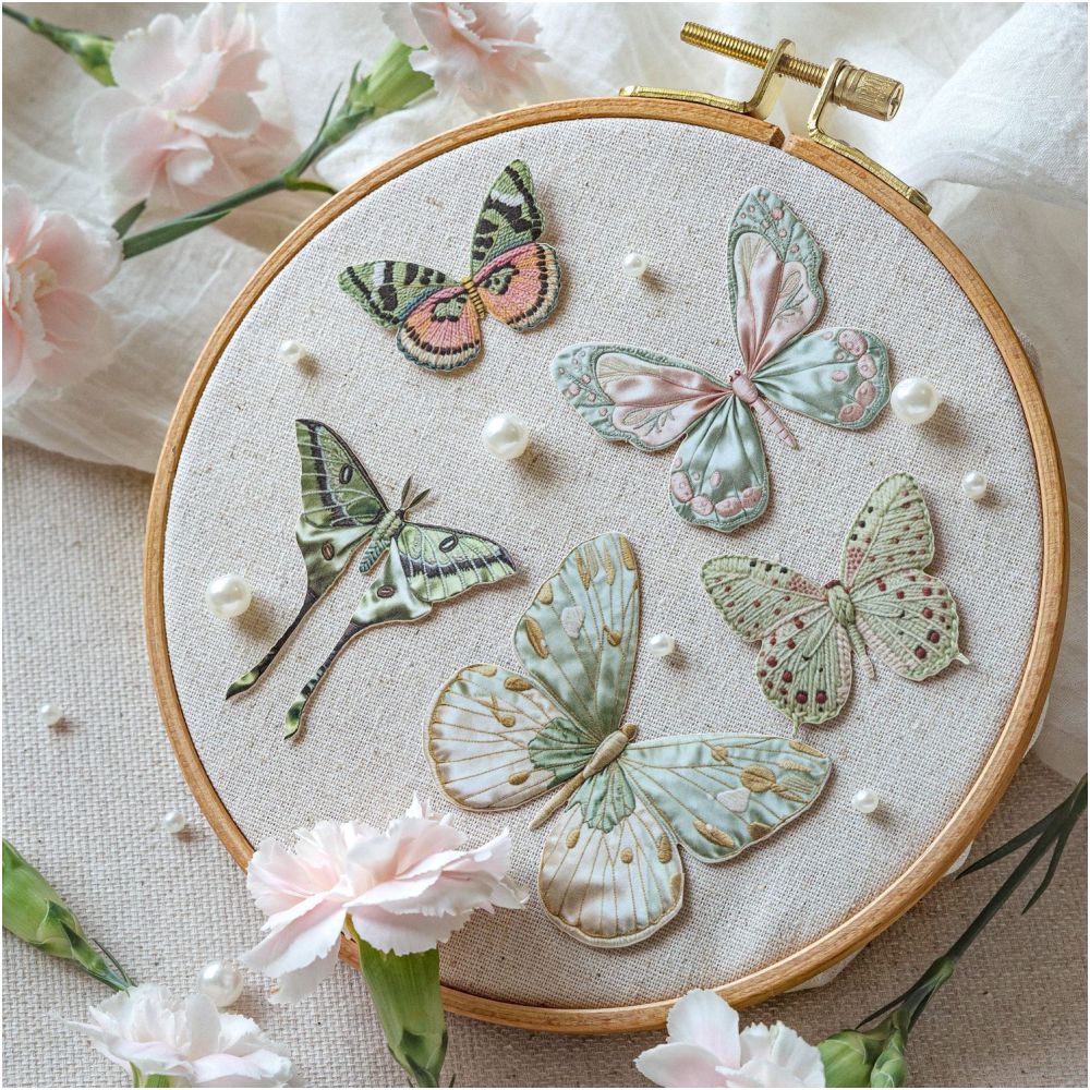 Butterfly Fabric Paper Stickers Book 20psc 6 Designs image 0