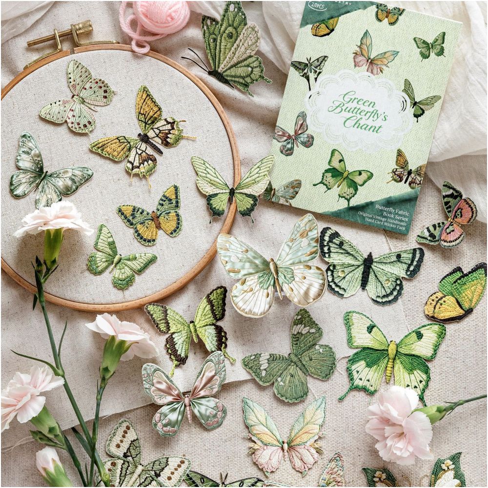 Butterfly Fabric Paper Stickers Book 20psc 6 Designs image 3