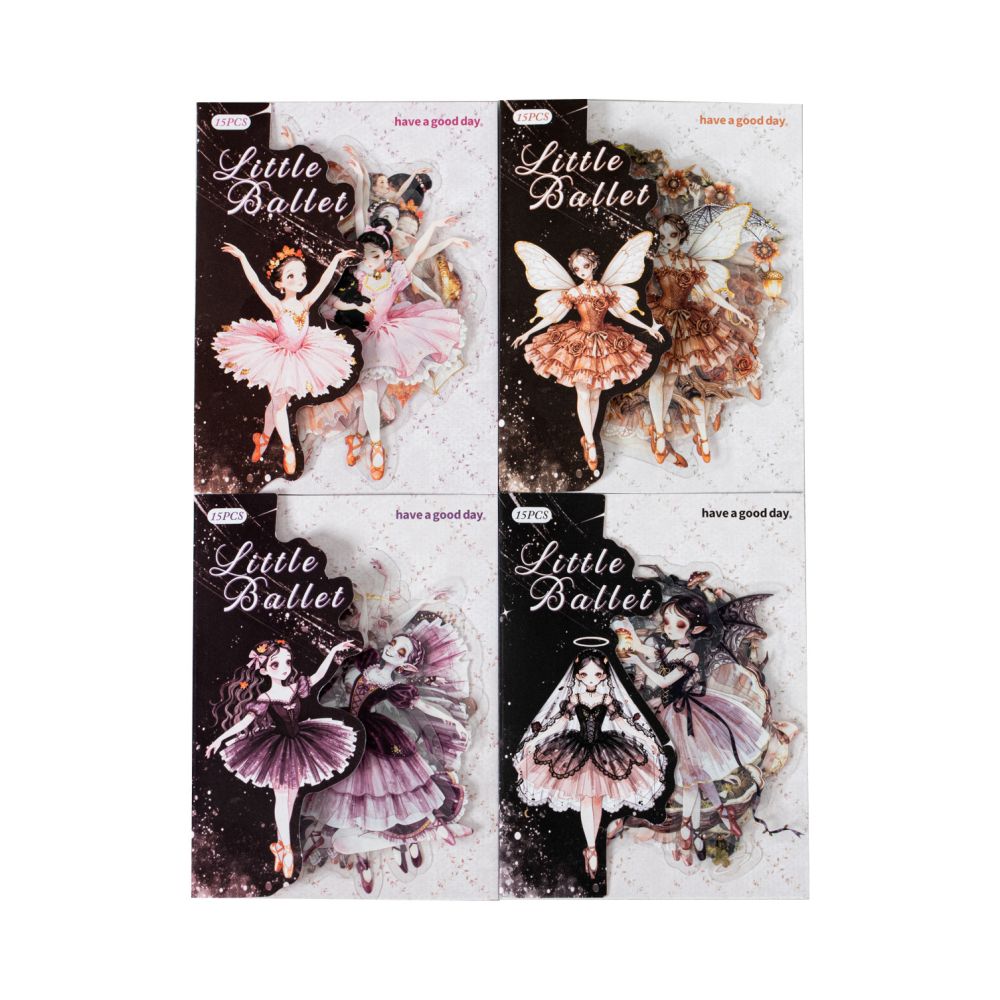 Vintage Little Ballet Series PET Stickers 15psc 4 Designs image 4