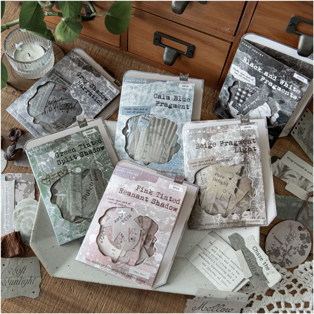 Miscellaneous Shadows Series Paper Stickers 50psc 6 Designs image 2