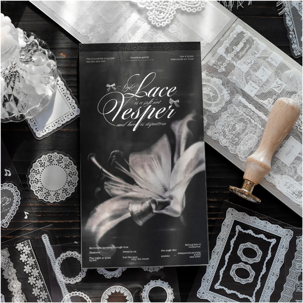 Lace Night Song Series PET stickers 30 Sheets image 3