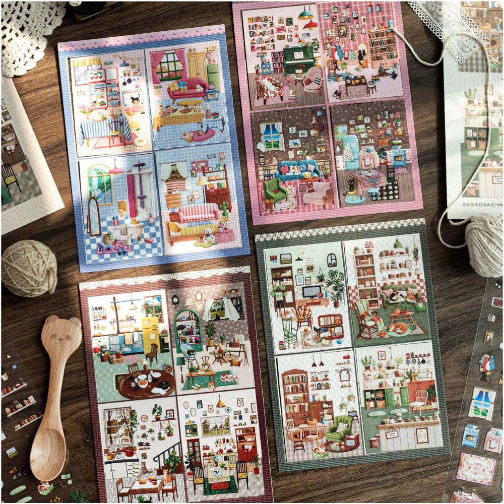 My Room Series PET Stickers 2 Sheets 4 Designs image 3
