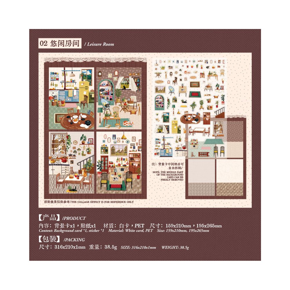 My Room Series PET Stickers 2 Sheets 4 Designs