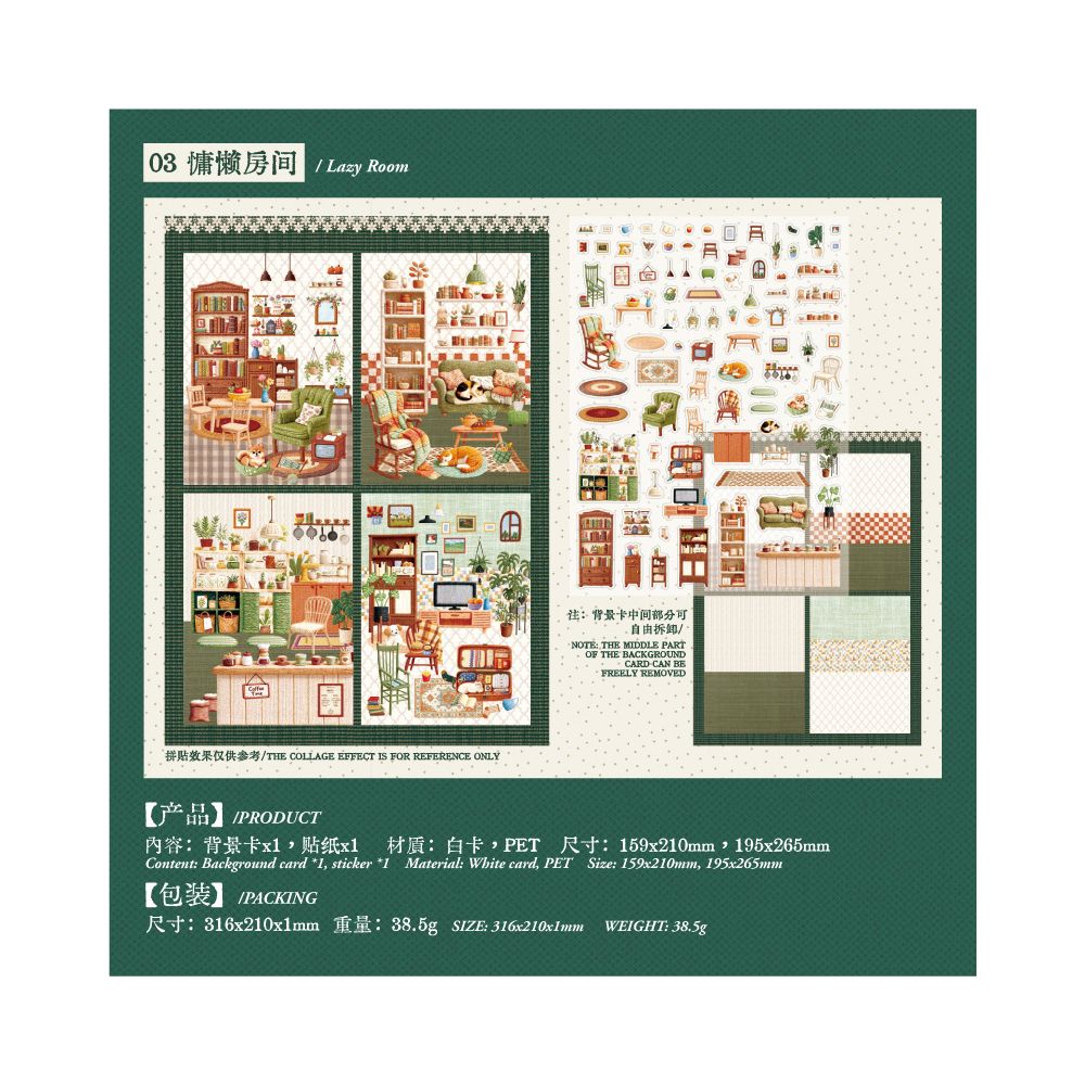 My Room Series PET Stickers 2 Sheets 4 Designs