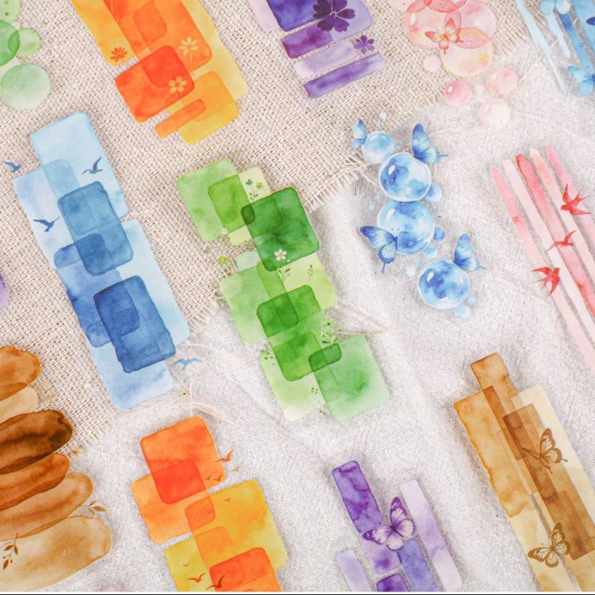Watercolour Series PET Stickers 15psc 6 Designs image 0