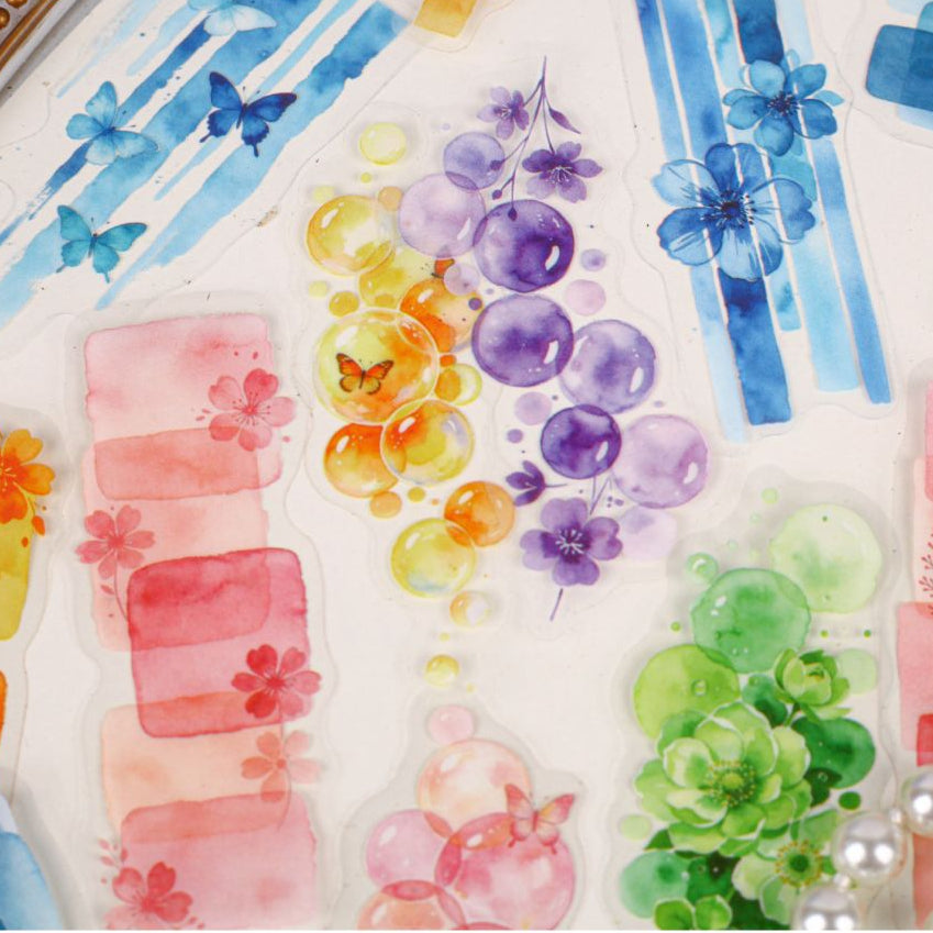 Watercolour Series PET Stickers 15psc 6 Designs image 1
