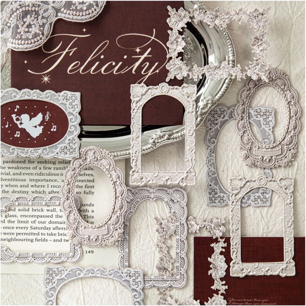 Vintage Flower Frame Paper Stickers 10psc 4variants image 2