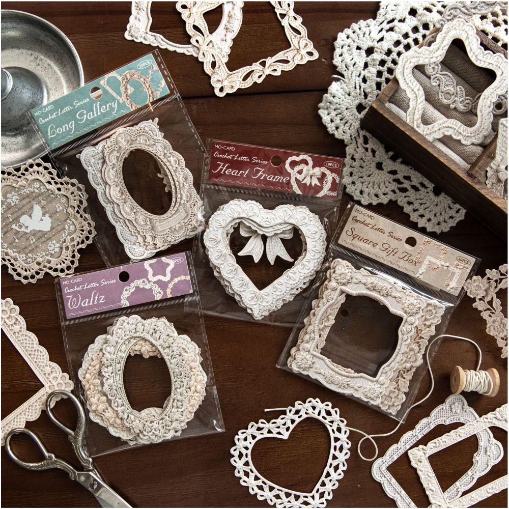 Vintage Flower Frame Paper Stickers 10psc 4variants image 3
