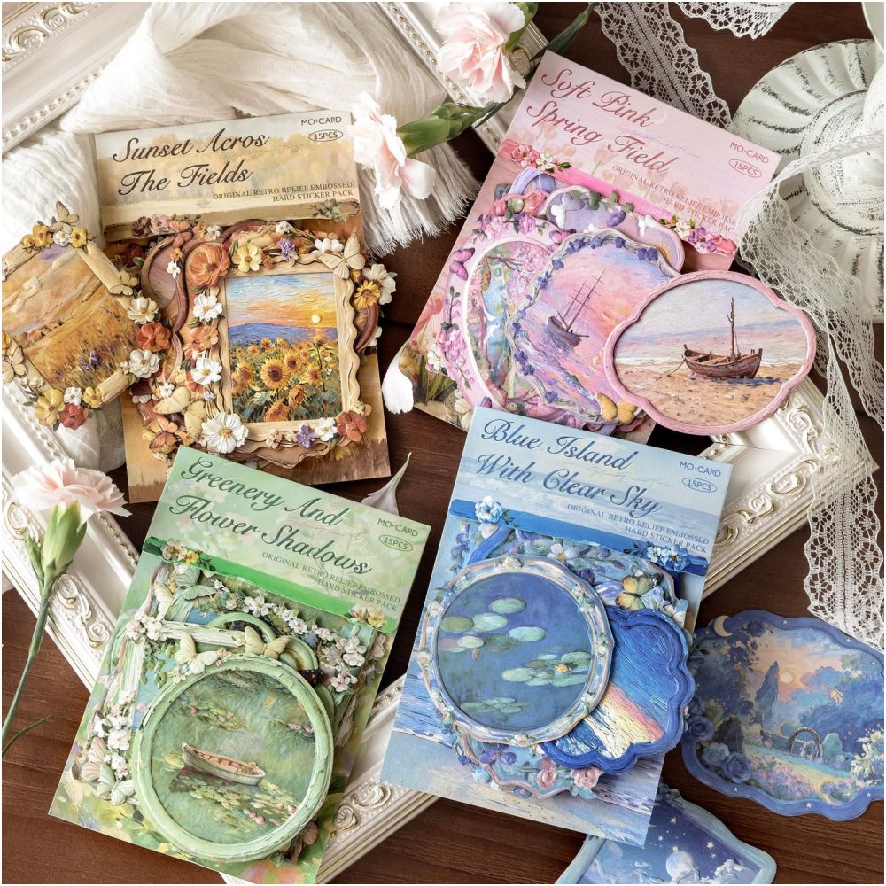 Monet s Frame Series Paper Stickers 15psc 4 styles image 1
