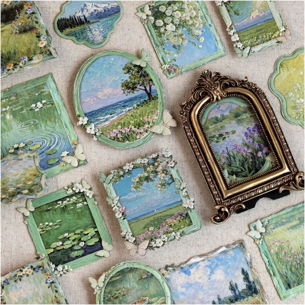 Monet s Frame Series Paper Stickers 15psc 4 styles image 2