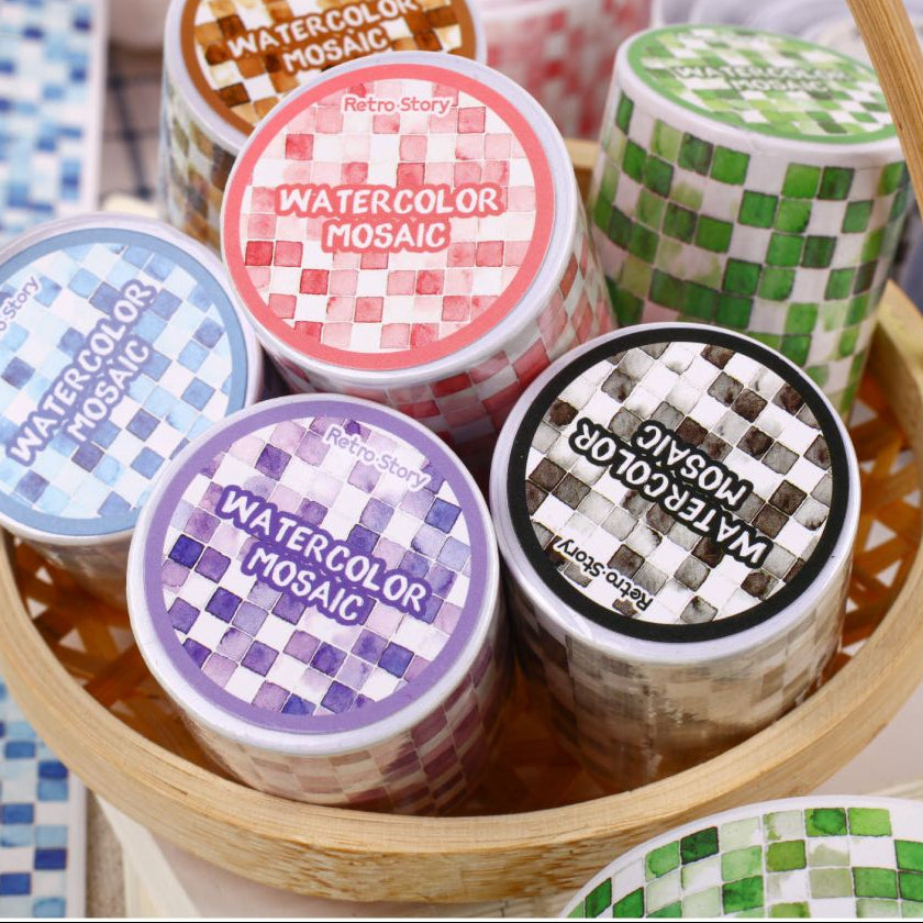 Watercolour Mosaic Series Washi Tape 5cm x 2m 6 designs image 0