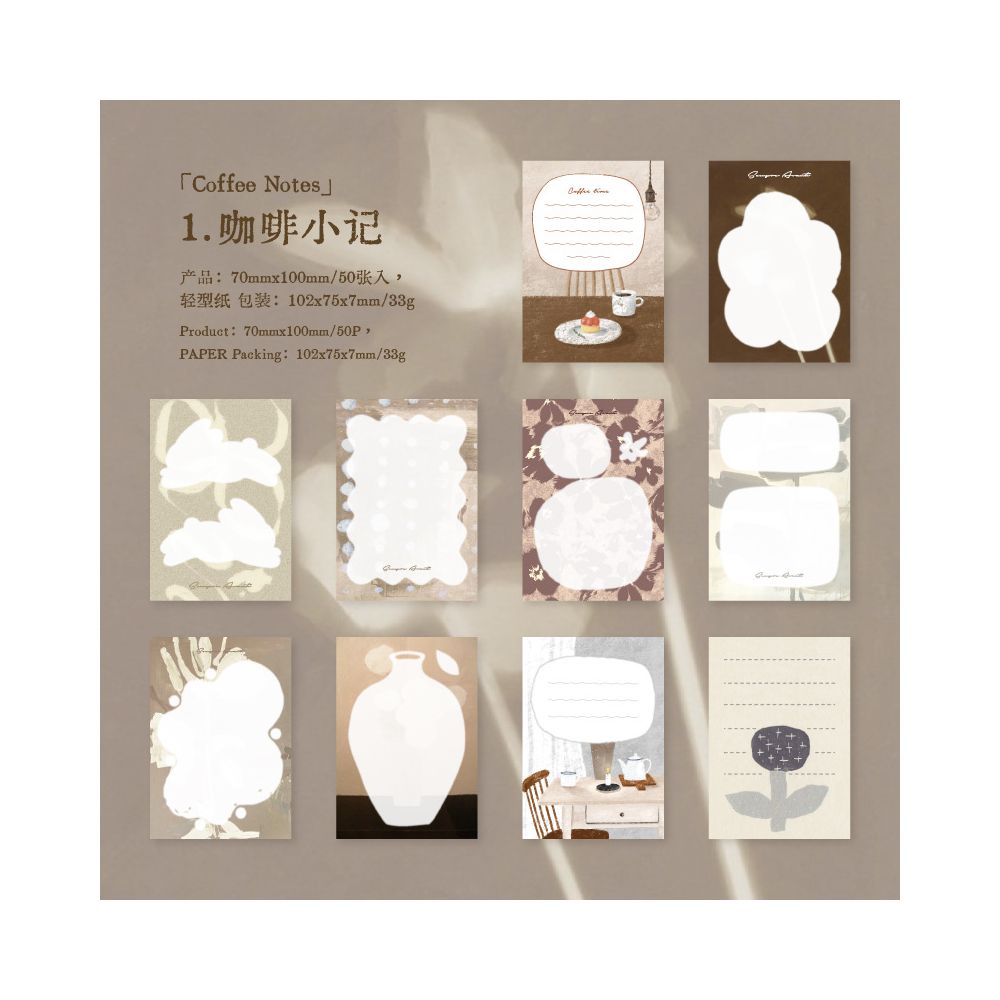 Mountain Mist Series Material Paper 7cm x 10cm 50 Sheets 6 Designs