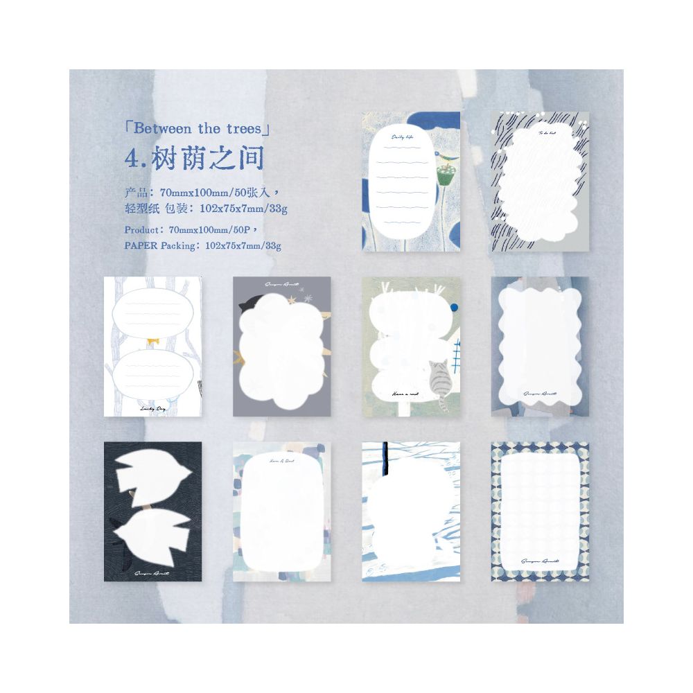 Mountain Mist Series Material Paper 7cm x 10cm 50 Sheets 6 Designs