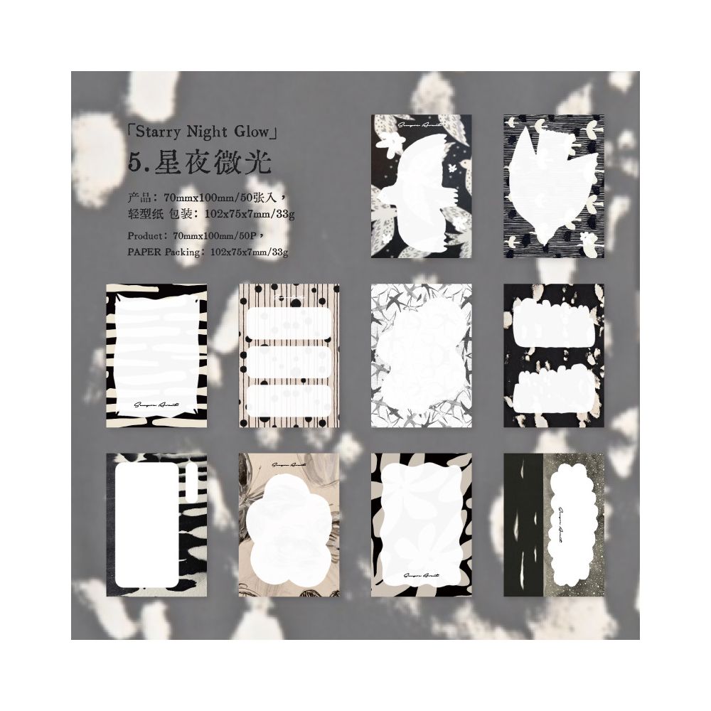 Mountain Mist Series Material Paper 7cm x 10cm 50 Sheets 6 Designs