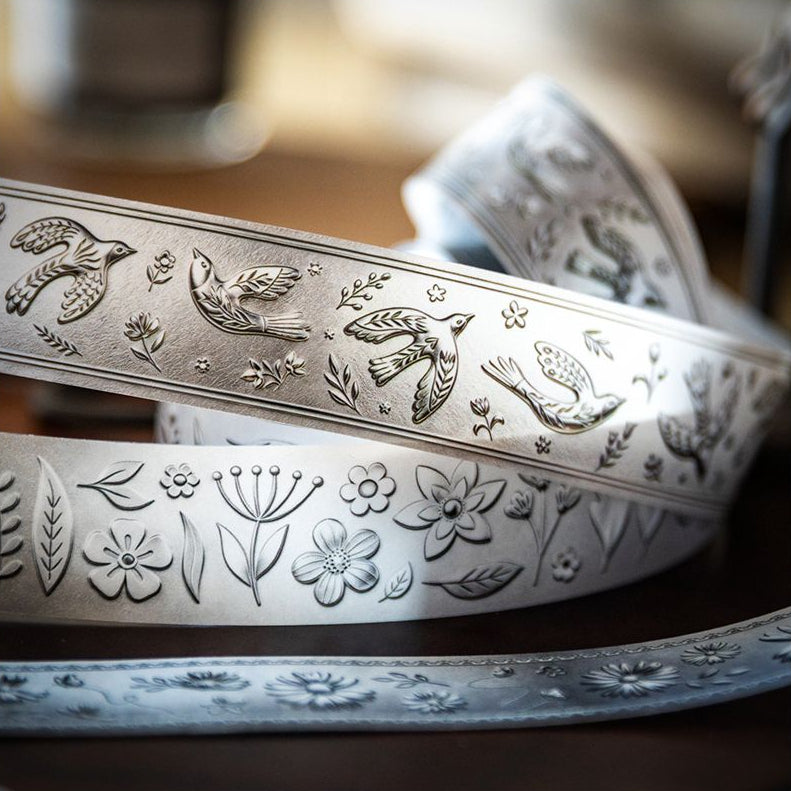Vintage Silver Light Flower PET Tape 2 5cm x 2m 6 Designs image 1