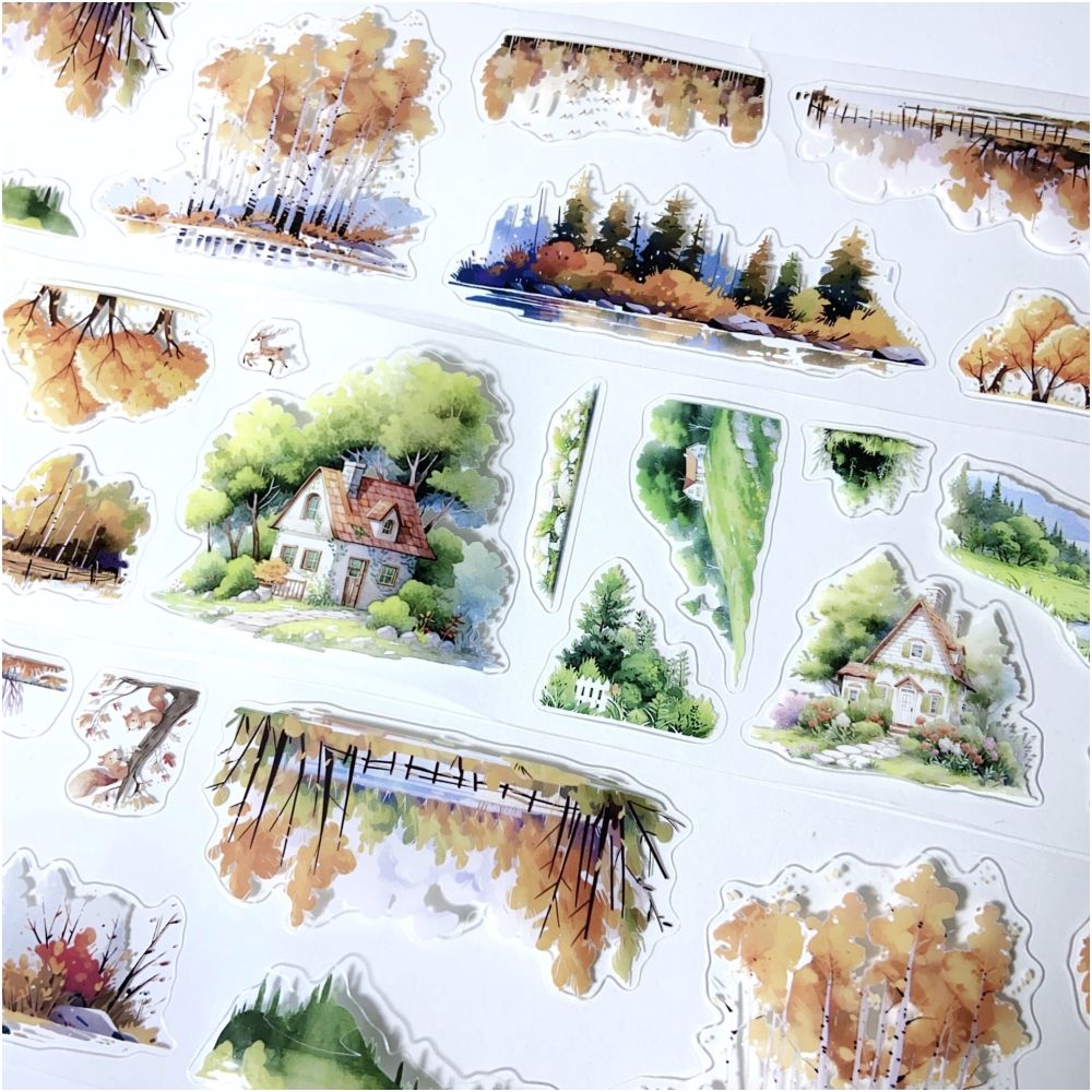 Spring and Autumn Poetry Landscape PET Tape 7cm x 2m image 0