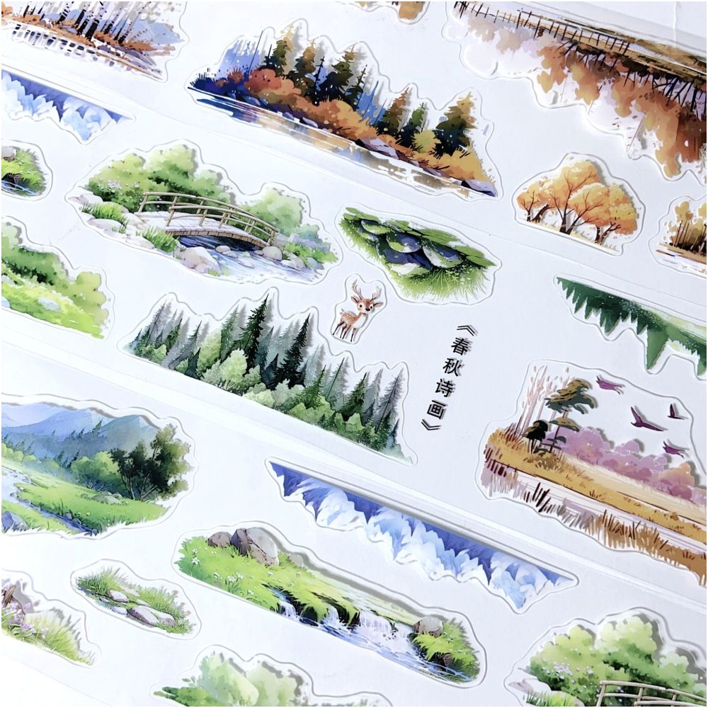 Spring and Autumn Poetry Landscape PET Tape 7cm x 2m image 1