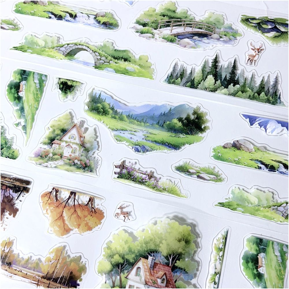 Spring and Autumn Poetry Landscape PET Tape 7cm x 2m image 2