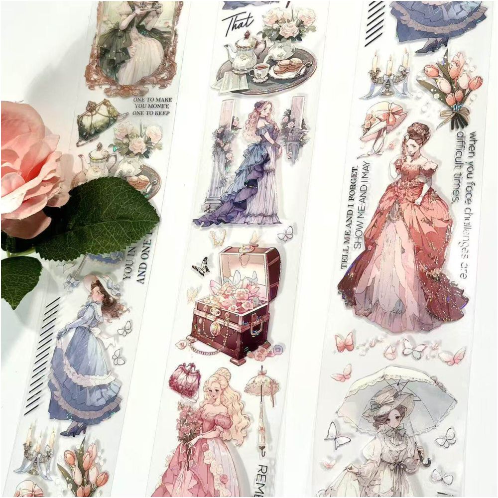 Vintage French Girl Character PET Tape 6cm x 2m image 0