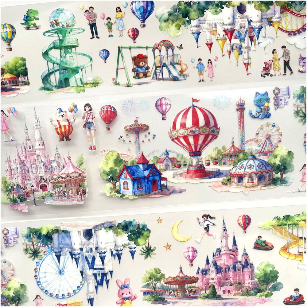 Modern amusement parks themed PET tape 7cm x 1m image 0