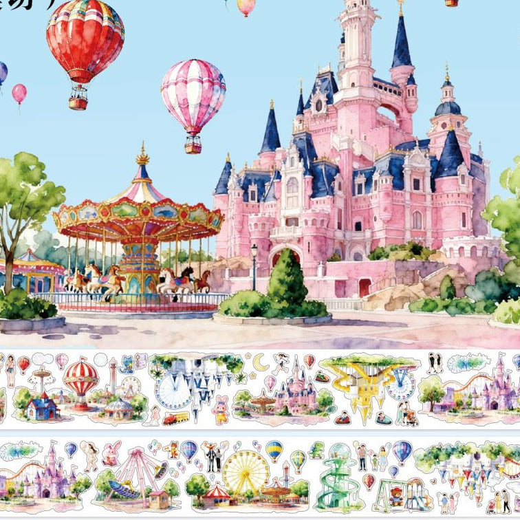Modern amusement parks themed PET tape 7cm x 1m