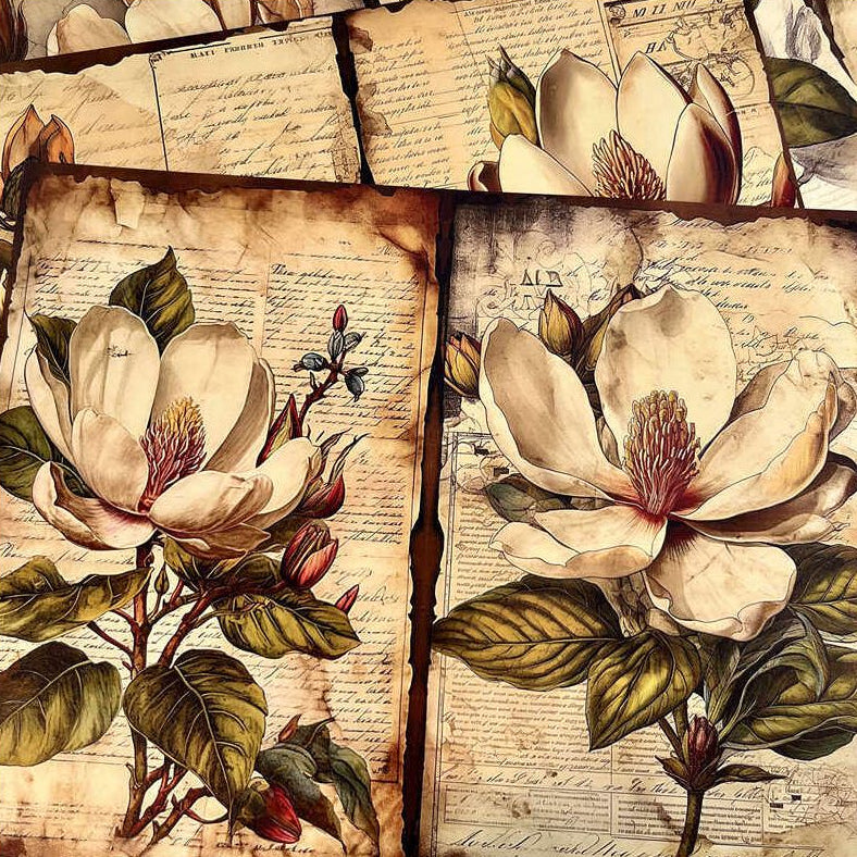 American Country Style Magnolia Background Paper 10 Sheets 14cm x 18cm