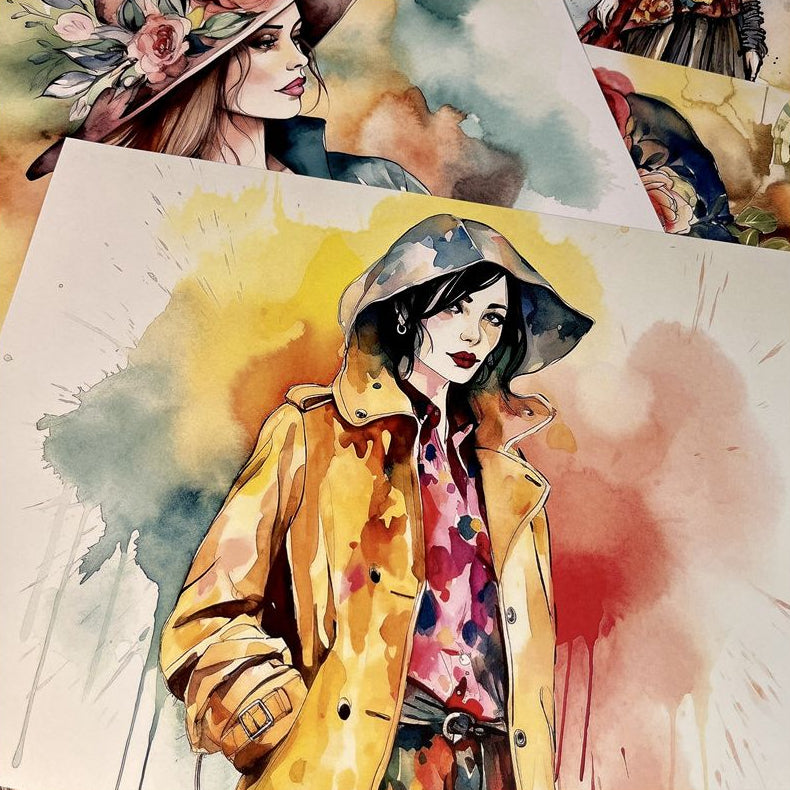 American retro fashion junk journal background paper 14 Sheets 14cm x 18cm image 2
