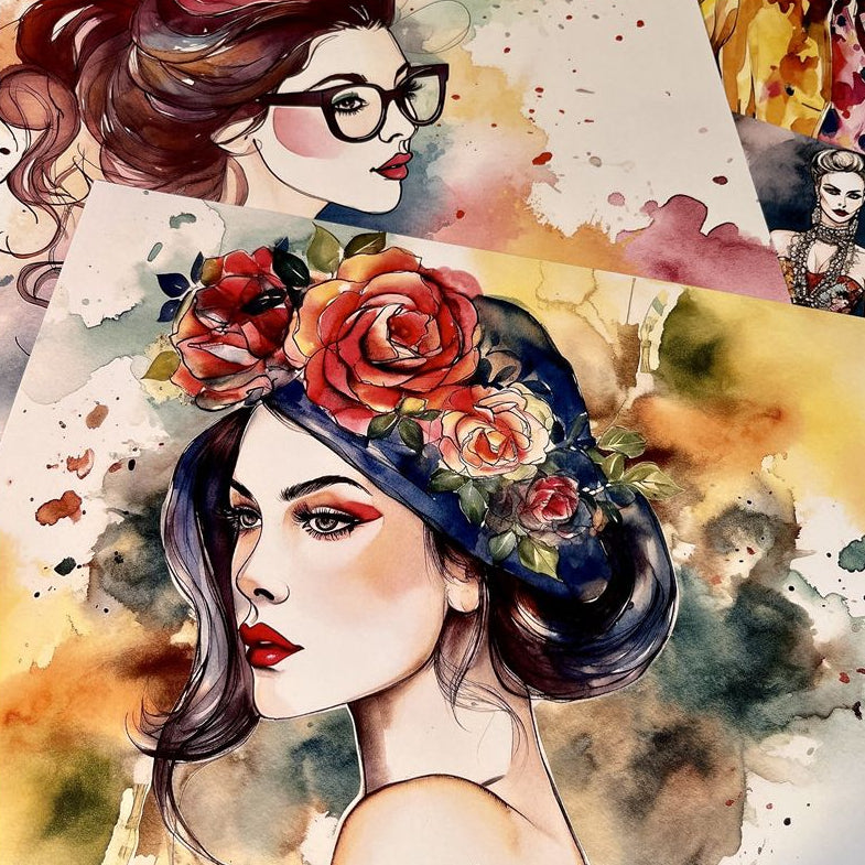 American retro fashion junk journal background paper 14 Sheets 14cm x 18cm image 3