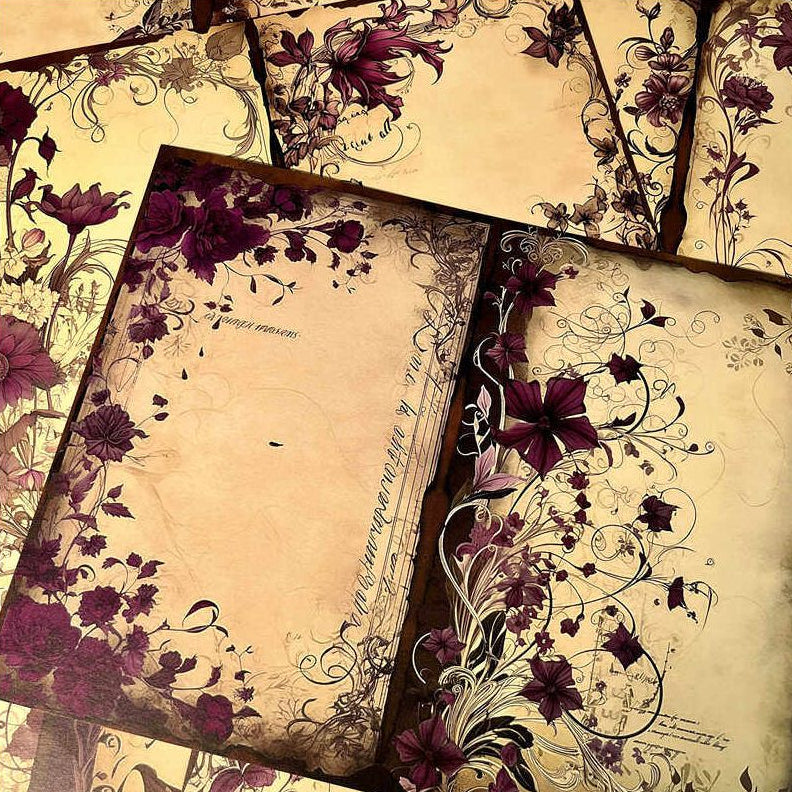 Gothic dark classic floral pattern background paper 10 Sheets 14cm x 18cm image 0