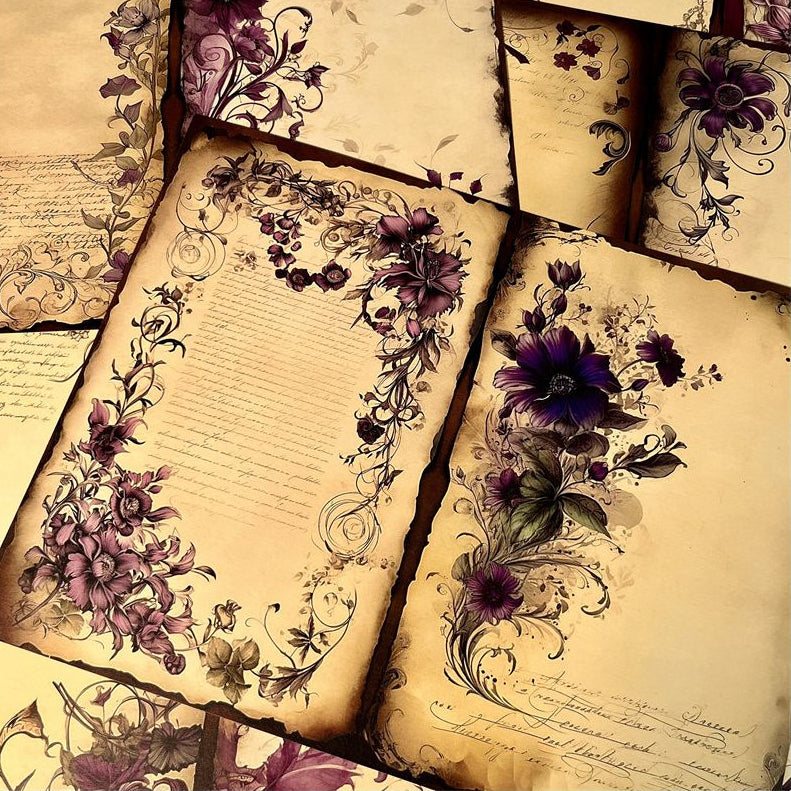 Gothic dark classic floral pattern background paper 10 Sheets 14cm x 18cm image 3