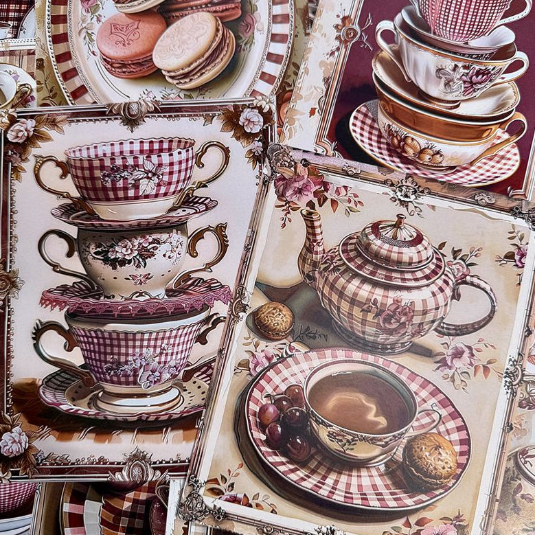 English Afternoon Tea Dessert Background Paper 16 Sheets 14cm x 18cm