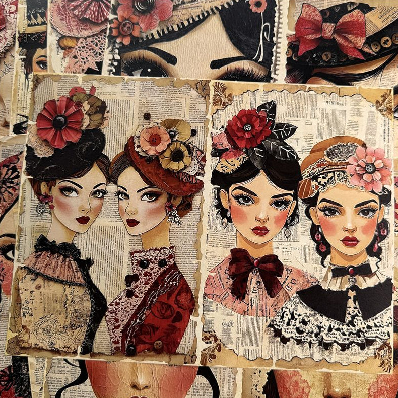 Fashionable girl s American newspaper background paper 14 Sheets 14cm x 18cm image 1
