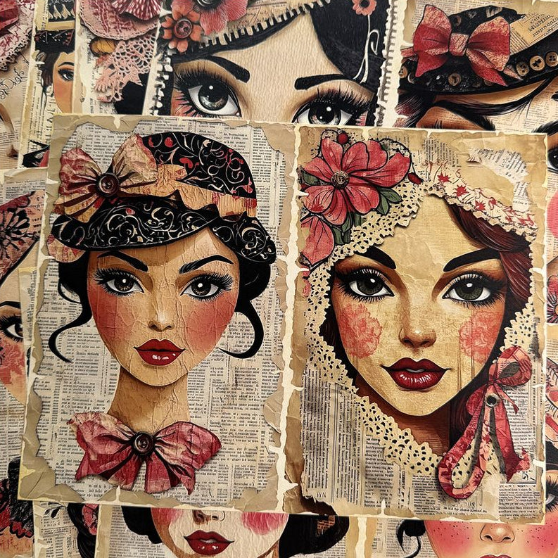 Fashionable girl s American newspaper background paper 14 Sheets 14cm x 18cm image 2