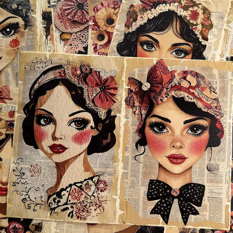 Fashionable girl s American newspaper background paper 14 Sheets 14cm x 18cm image 3